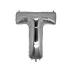 T Harfi Gümüş Folyo Balon 16 Inch 40 Cm