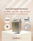 Krom Sallanır Çatı Kapaklı Çöp Kovası 25 Lt