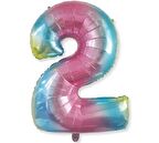 2 Rakamı Rengarenk Folyo Balon 40 Inch 90 Cm