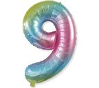 9 Rakamı Rengarenk Folyo Balon 40 Inch 90 Cm