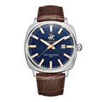 Beverly Hills Polo Club BP3687X.392 Otomatik Erkek Kol Saati | Mavi Kadran & Kahverengi Deri Kordon