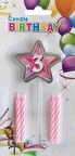 Marifetlerim 3 Yaş Yıldız Modeli Pembe Pasta Mumu