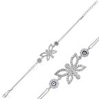 Gümüş Nazarlı Kelebek Kadın Bileklik 