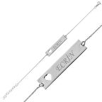 Gümüş Kişiye Özel İsimli Kalpli Plaka Kadın Bileklik 