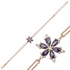 Gümüş Mor Lotus Çiçeği Bileklik