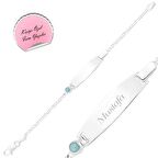 Gümüş Mavi Boncuklu Plaka Çocuk Bileklik