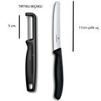 Siyah Soyacak & Bıçak Seti 2 li (Tırtıklı Kenar & Tırtıklı Kenar)