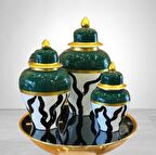 KLASİK KÜP YEŞİL DESEN EL BOYAMA 145 167