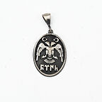 Çift Başlı Kartal  İki Yüzü Desenli  Gümüş Model Erkek Kolye