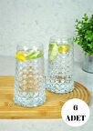 6'lı Cam Uzun Meşrubat / Ayran / Kokteyl Sunum Bardağı 520 cc 15x6 Cm