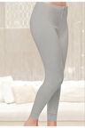 6'lı Gri Paçası Dantelli Uzun Tayt