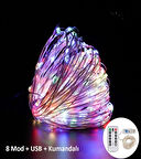 Ev Balkon ve Parti İçin 5 Metre Renkli Kumandalı Usb Peri Led 8 Modlu Animasyonlu Yılbaşı Süsü Işık