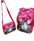 Unicorn ışıklı ilkokul çantası 2'li takım
