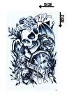 Gerçekçi Geçici Kurukafa ve Saat Dövme Tattoo