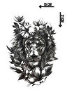 Geçici Aslan Ve Çiçek Figürlü Dövme Tattoo