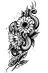 Geçici Yılan Ve Çiçek Figürlü Dövme Tattoo
