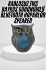 Siyah Bluetooth Hoporlör Baykuş Speaker Bluetooth 5.0 Bağlantılı