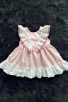 Fisto Fırfırlı Ve Kurdele Detaylı Poplin Kız Çocuk Bebek Pembe Elbise