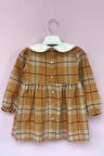 Hardal Ekoseli Oduncu Kumaş Kız Çocuk Bebek Kışlık Elbise