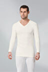 1 Adet Ekru Renk Termal V Yaka Uzun Kol Içlik