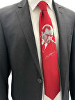 Brianze Kırmızı M.Kemal Atatürk Dokuma Kravat