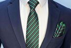 Brianze Yeşil  Çizgili Mendilli Siyah Erkek Kravat MKBF-2