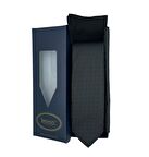 Brianze Siyah Desenli Kravat Mendil Çorap Hediyelik Set