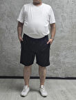 BLACK STEEL-2335-BATTAL BEDEN DÜZ ŞORT