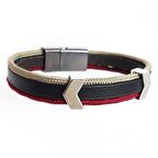 Mıknatıs Kilit Erkek Deri Bileklik