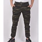 BLACK STEEL SLİM FİT,BEL VE PAÇA LASTİKLİ,KARGO CEPLİ KAMUFLAJ DESEN PANTOLON-91000
