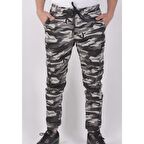 BLACK STEEL SLİM FİT,BEL VE PAÇA LASTİKLİ,KARGO CEPLİ KAMUFLAJ DESEN PANTOLON-91000