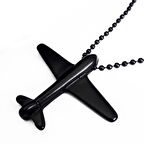 Mat Siyah Uçak Erkek Kolye