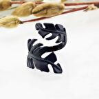 Siyah Renk Kadın Yaprak Yüzük