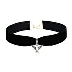Siyah Renk Kadife Kadın Albatros Kuşu Choker Tasma Kolye