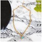 Altın Kaplama Zincir & Nazar Boncuğu Kadın Kolye