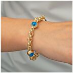 Altın Kaplama Zincir & Nazar Boncuğu Kadın Halhal