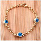 Altın Kaplama Zincir & Nazar Boncuğu Kadın Bileklik