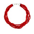 Kırmızı Kristal Taş & Gümüş Aparat Kadın Kolye