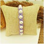 Makrome Örme Mor Renk İncili Kadın Bileklik