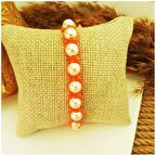 Makrome Örme Turuncu Renk İncili Kadın Bileklik