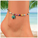 Karışık Renk Kesme Boncuk - Deniz Yıldızı Kadın Halhal