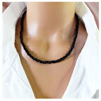 Siyah Renk Kesme Boncuk Kadın Kolye