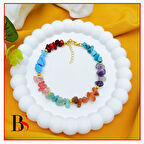 Yedi Renk Doğal Taş Çakra Kadın Bileklik