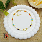 Çubuk Boncuk - Karışık Renk Boncuk Kadın Halhal