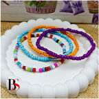 Karışık Rankli - 4 Adet - Kesme Boncuk Kadın Halhal