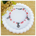 Gümüş Renk Dorika Aparat - Pembe & Beyaz Renk Deniz Temalı Kadın Halhal