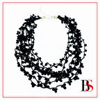 Siyah El Örmesi Çok Sıralı Kadın Kolye