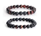 Kaplan Gözü & Lav Taşı Doğal Taş Erkek Bileklik