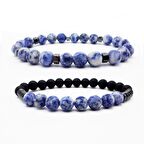 Sodalit - Hematit Erkek İkili Kombin Doğal Taş Bileklik