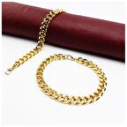 Altın Renk Zincir Erkek Çelik Bileklik